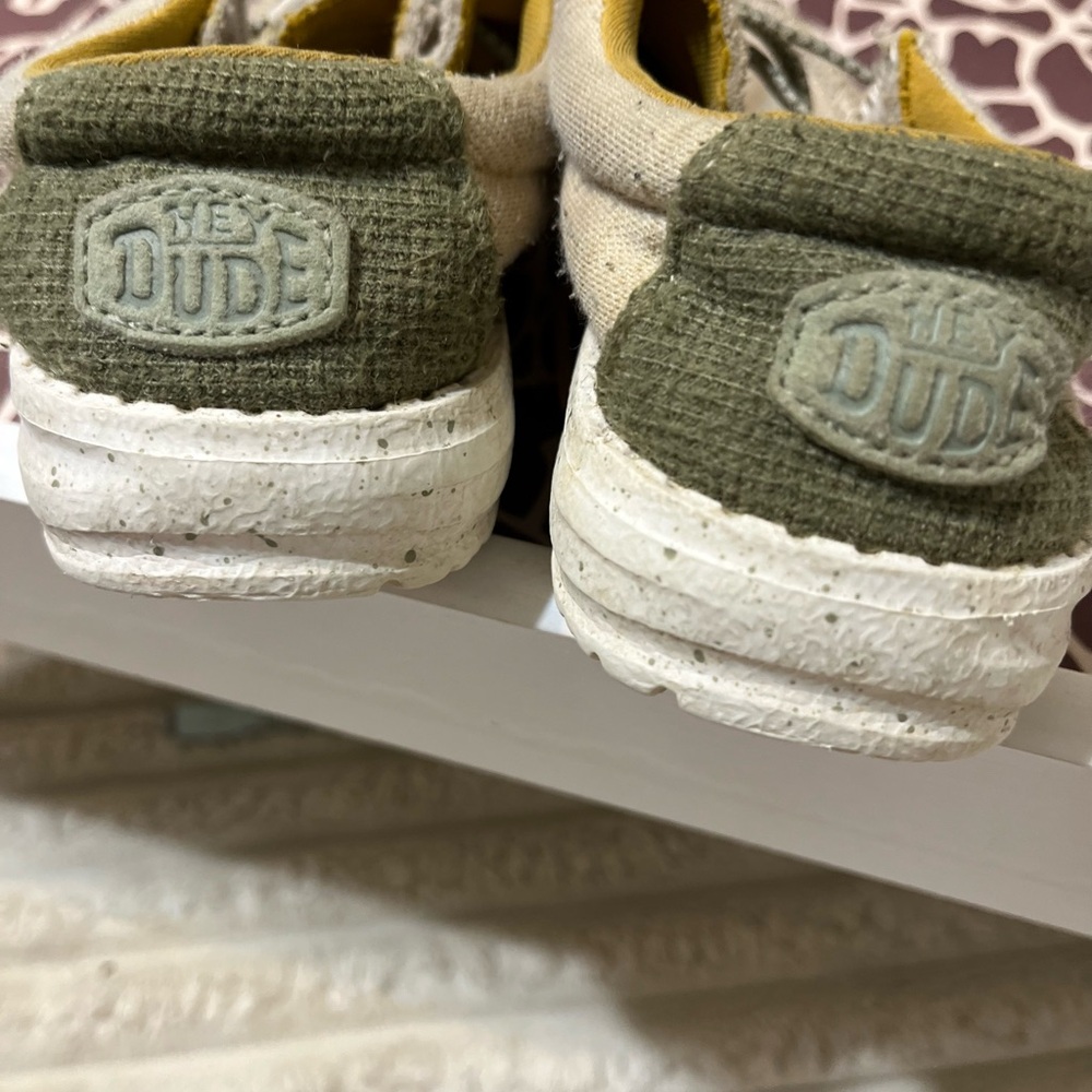 Hey Dude Kids' Olive and Beige Sneakers
